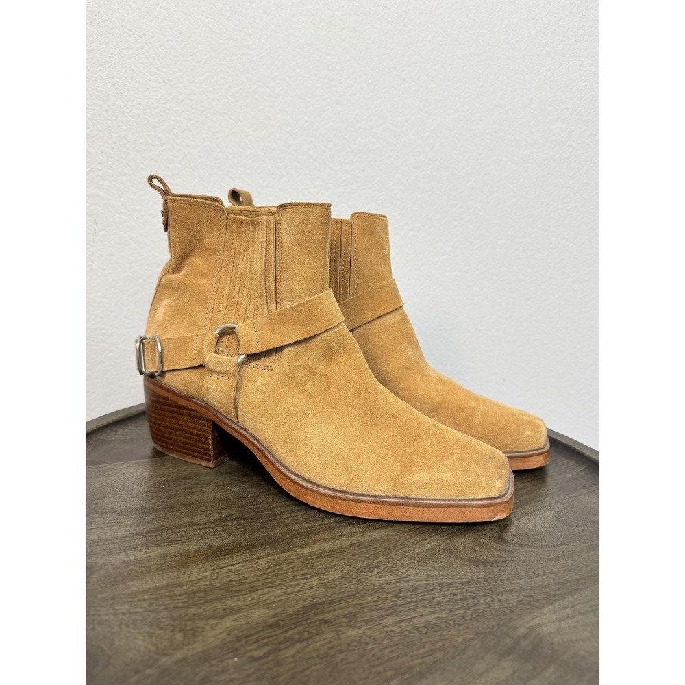 Sam‎ Edelman Bellamie Boot Women's Size 10 Camel Suede Western Harness Ankle